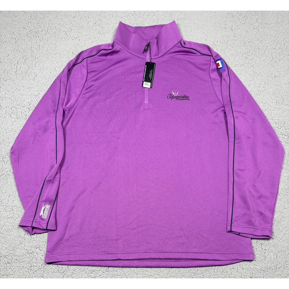 NWT Slazenger Excel Pullover Mens XL Purple‎ 1/4 Zip Long Sleeve Golf Shirt Top